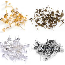 Base de brincos simples para unhas, 100 peças, poste de brinco, base plana, descobertas para fazer joias, componentes para diy 2024 - compre barato