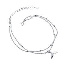 MIQIAO-tobillera de cola de ballena de Plata de Ley 925 para mujer, pulsera de adorno de pie doble para chica delicada Simple, pulsera para pierna 2024 - compra barato