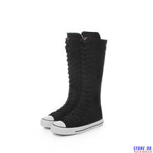 Plus szie tênis feminino de lona 35-43, sapatos de cano alto na altura do joelho, sapatos punk baixos casuais para mulheres ma-68 2024 - compre barato