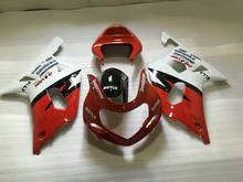 Kit de carenagem de motocicleta para gsxr600, 750, 01, 02, 03, gsxr 600, gsxr750, k1, 2003, 2001, 2002, abs, branco vermelho + presentes, pm66 2024 - compre barato