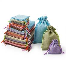 Bolsas de serapilheira de cores misturadas, 30 peças sacos de presente com cordão, joias para festa de casamento e lembranças 2024 - compre barato