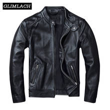 Black Large Size 6XL Men Genuine Leather Motorcycle Jacket High Quality 100% Cowhide Real Cow Leather Jacket Autumn Coat Male 2024 - buy cheap