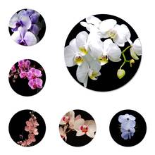 White pink orchid black background Badge Brooch Pin Accessories For Clothes Backpack Decoration gift 2024 - buy cheap