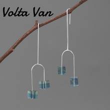 Volta Van-Pendientes de gota de plata de ley 2021, aretes de fluorita, joyería fina, elegantes, hechos a mano, 925 2024 - compra barato