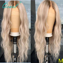 Lace Front Wig for Women Human Hair Frontal Wigs Ombre Light Blonde Ashy Highlights Colored Wavy Lace Wig Remy Hair 150% Qearl 2024 - buy cheap
