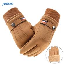 JESSIC Winter Men's Gloves Suede Keep Warm Touch Screen Windproof Driving Thick Anti Slip Outdoor Male Leather Gloves 2024 - buy cheap