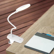 USB перезаряжаемая сенсорная Светодиодная настольная лампа с зажимом для чтения 3 уровня яркости Гибкая Настольная лампа с гусиной шеей 2024 - купить недорого
