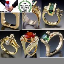 OMHXZJ Jewelry Wholesale RR1131 European Fashion Fine Woman Girl Party Birthday Wedding Gift Geometric AAA Zircon 18KT Gold Ring 2024 - buy cheap