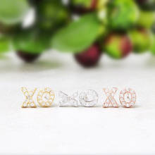 Moda letra "xo" studs brincos ouro branco rosa três cor opcional 2024 - compre barato