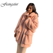Ftangaiur-casaco feminino de veludo para inverno, 2021, importado, roxo, padrão de veludo, pele de vison, com capuz e bolsos, médio e natural 2024 - compre barato