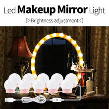 Lâmpada led tipo hollywood para espelho de parede, lâmpada usb de 12v dimerizável para espelho, maquiagem, luz de penteadeira com 2, 6, 10, 14 lâmpadas 2024 - compre barato