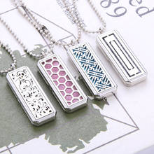 Rectangle Stainless Steel Aromatherapy Diffuser Necklace Jewelry Aromatherapy Perfume Locket Pendant Essential Oil Locket 2024 - buy cheap