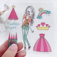 Rainbow Fashion Girl Color Transparent Clear Stamps for Scrapbooking DIY Silicone Seal Photo Album Decor Embossing Folder 2024 - buy cheap