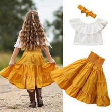 2-7Y Kids Baby Girls Clothing Sets Summer Spring Sleeveless Top+Long Skirt+Headband 3pc Baby Girls Clothes Children Clothes Suit 2024 - buy cheap