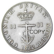 Uf (22) cor de ancoragem dinheiro-1822 indianos ocidentais britânicos meio dólar moeda de cópia banhada a prata 2024 - compre barato