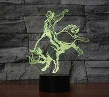 Luz táctil LED 3D Bull Rider para dormitorio, tienda, Bar, Decoración, regalo, lámpara de mesa por USB, 7 colores cambiantes 2024 - compra barato