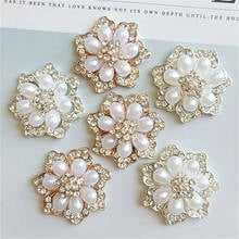 10 Pieces/Lot 39mm Imitation Pearl With Rhinestone Metal Flower Handmade Crafts DIY Jewelry Accessories 2024 - buy cheap