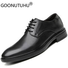Мужские модельные туфли из натуральной воловьей кожи; мужские классические черные туфли на шнуровке; мужские элегантные деловые туфли для офиса; Лидер продаж 2024 - купить недорого