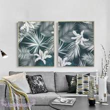 White Day Lily Flowers and Green Leaves Poster Wall Art Canvas Painting Decorative Modular Prints Pictures for Living Room 2024 - buy cheap