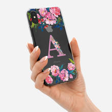 Пользовательские цветочные Розовые инициалы Алфавит Прозрачный чехол для телефона чехол для iPhone XS Max X XR 11 Pro Max 8 8Plus X 7 7Plus Мягкий силиконовый 2024 - купить недорого