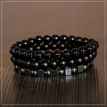 Classic Fashion Men Hematite Beaded Bracelet Homme Fashion Jewelry Charm 8MM Black Stone Bracelet Bileklik Pulseira 2024 - buy cheap