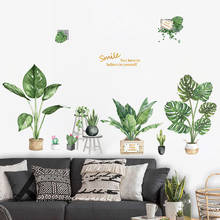Diy praia tropical folhas de palma adesivo de parede arte moderna vinil decalque da parede mural verde planta vista porta popular sala estar decoração 2024 - compre barato
