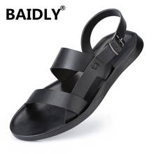 Genuine Leather Men Sandals Shoes Fretwork Breathable Fisherman Shoes Style Retro Fashion Summer Men Shoes 2024 - buy cheap