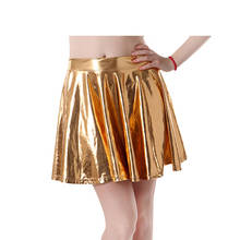 Привлекательная мини-юбка из искусственной кожи, блестящая юбка с оборками, трапециевидная юбка с завышенной талией 2024 - купить недорого