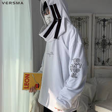 Versma japonês harajuku fita ponto retro hoodie moletom com capuz masculino hip hop streetwear solto casal unisex moletom 2024 - compre barato