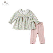 DBZ16655 dave bella spring baby girls cute floral print clothing sets kids fashion long sleeve sets children 2 pcs suit 2024 - buy cheap