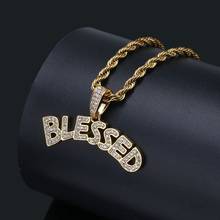 Creative Design Shiny Zircon Inlaid Letter Pendant Necklace Men's Hip Hop Rock Prom Jewelry 2024 - buy cheap