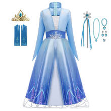 Frozen 2 New Elsa Dress Carnival Princess Costume Snow Queen 2 Elsa Dresses Girls Crystal Light Blue Long Sleeve Princess Dress 2024 - buy cheap