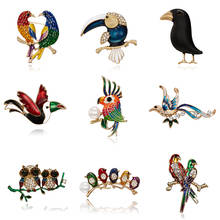 New Design Lovely Crow Brooch Enamel Owl Bird Brooches for Women Men High Quality Rhinestones Animal Jewelry Collar Pins Gift 2024 - buy cheap