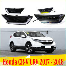 2pcs For Honda CR-V CRV 2017 2018 2019 LED Daytime Running Lights DRL with Fog lamp hole Yellow Turn Signal lamp 2024 - buy cheap