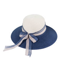 2021 New Splicing Ribbon StrawHat Women's Summer Sun Hat Seaside Holiday Beach Hat Outdoor Travel Foldable Panama Straw Hat 2024 - buy cheap