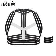 Mens Bondage Tops Elastic Striped Body Chest Harness Belt Shoulder Support Brace Muscle Straps with Armband Costumes Clubwear 2024 - buy cheap