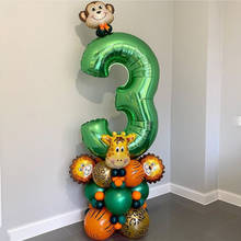 Juego de globos de animales de la selva para niños, suministros de decoración para fiesta de cumpleaños, Baby Shower, número verde, 32 pulgadas, 50 unids/set por Set 2024 - compra barato