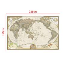 150x225cm The World Physical Map Foldable No-fading Non-woven Map For Education And Culture 2024 - buy cheap