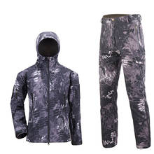 Conjunto camuflado masculino, jaqueta softshell de inverno à prova d'água, casacos de lã militar para caça 2024 - compre barato