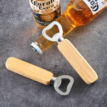 1piece Rubber Wood Handle Stainless Steel Beer Bottle Opener Creative Gift Water Bottle Beer Tool 2024 - buy cheap