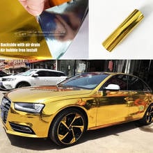 Espejo dorado cromado de alta elasticidad, lámina de envoltura de Vinilo flexible, rollo de película, pegatina para coche, lámina de calcomanía 2024 - compra barato