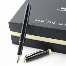 Luxury Brand Jinhao Black gold clip Stainless Steel Fountain Pen Medium 18KGP Nib School Office Name Ink Pens Gift Stationery 2024 - buy cheap