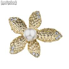 Fashion Gold Flower Brooches for Women Wedding Bridesmaid Pearl Rhinestone Bouquet Brooch Pin Dress Clothing Accessories 2024 - buy cheap