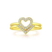MxGxFam ( 2 шт./компл.) кольца в форме сердца для женщин 14 k светильник-золотого цвета ювелирные изделия Модные AAA + фианиты 2024 - купить недорого