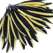 10 unids/bolsa de plumas de ganso doradas en aerosol, 13-18cm de largo, plumas negras, accesorios decorativos de joyería DIY 2024 - compra barato