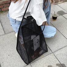 Beach Bag Canvas Shoulder Bags Mesh Net Handbag Crossbody Bag Lady Messenger Totes For Women 2024 - buy cheap