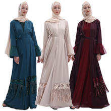 Casaco abaya muçulmano dubai, cápsula aberta de lantejoulas, roupa longa para o oriente médio, kimono, festa 2024 - compre barato