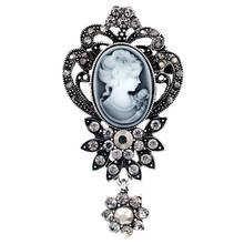 Gota do vintage estilo gótico cabeça estátua cameo cristal diamante broche para feminino broche pino jóias acessórios af057 2024 - compre barato