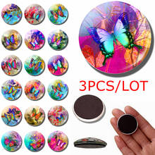 Butterfly Fridge Magnet 3PCS Glass Cabochon Animal Refrigerator Magnets Flower Butterfly Wings Fridge Stickers Home Decoration 2024 - buy cheap