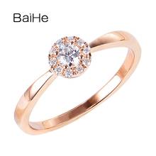 BAIHE Genuine Solid 14K White/Yellow/Rose Gold H/SI Natural Diamonds Ring Women Fine Jewelry кольца кольцо Wedding Round Ring 2024 - buy cheap